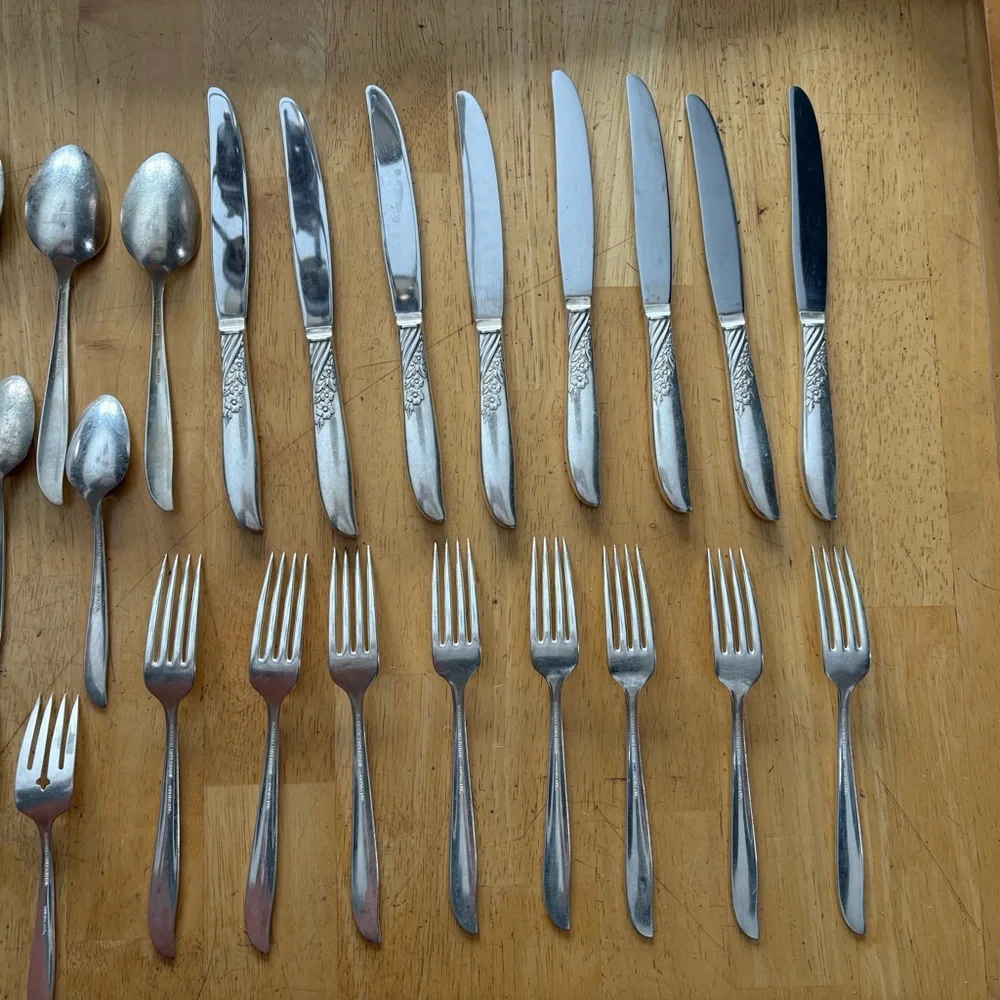 Wm Rogers Oneida Wildwood I Always Silver Plate 8 Place Setting 40 Pieces 1958‎